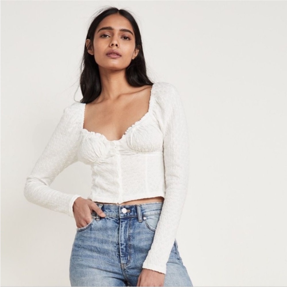 NWT Free People Ladybug Long Sleeve Top in White Size M